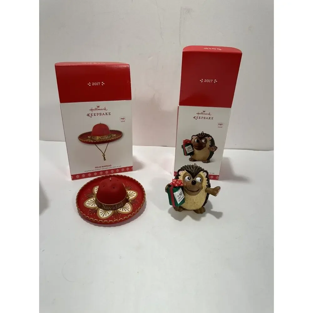 2 Hallmark Keepsake 2017 Sound Ornaments Feliz Navidad Hat + U Can’t‎ Touch This
